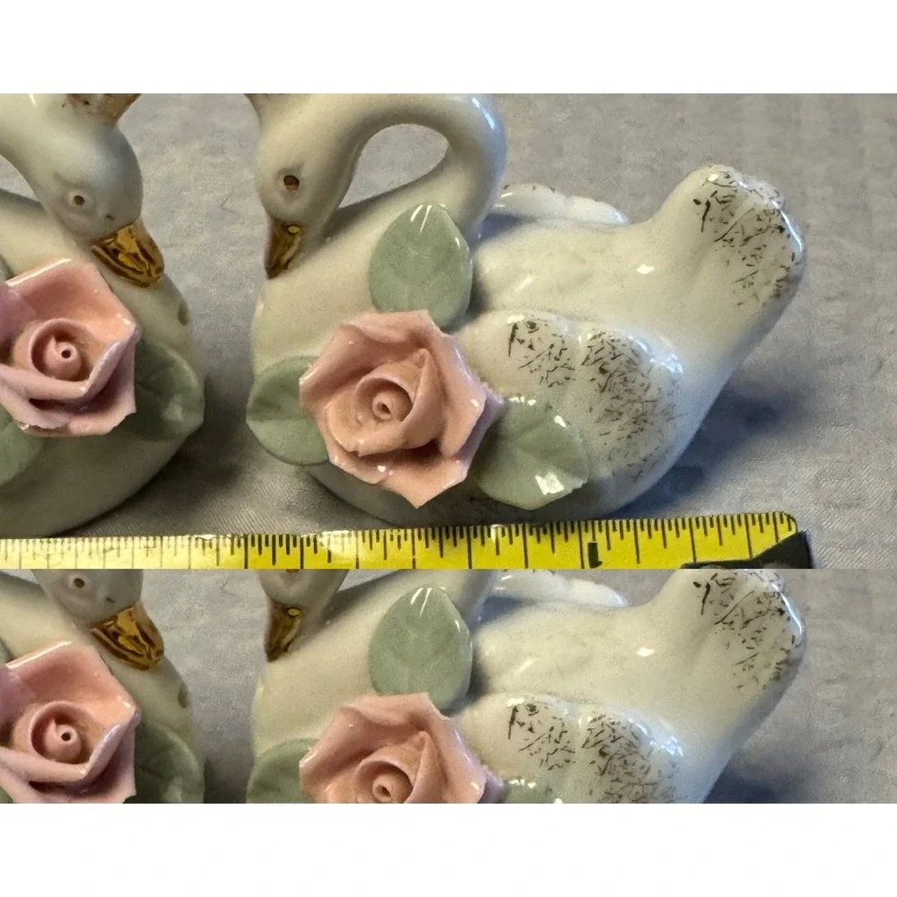 Lefton China Hand Painted Salt and Pepper Shakers Swans 1950s